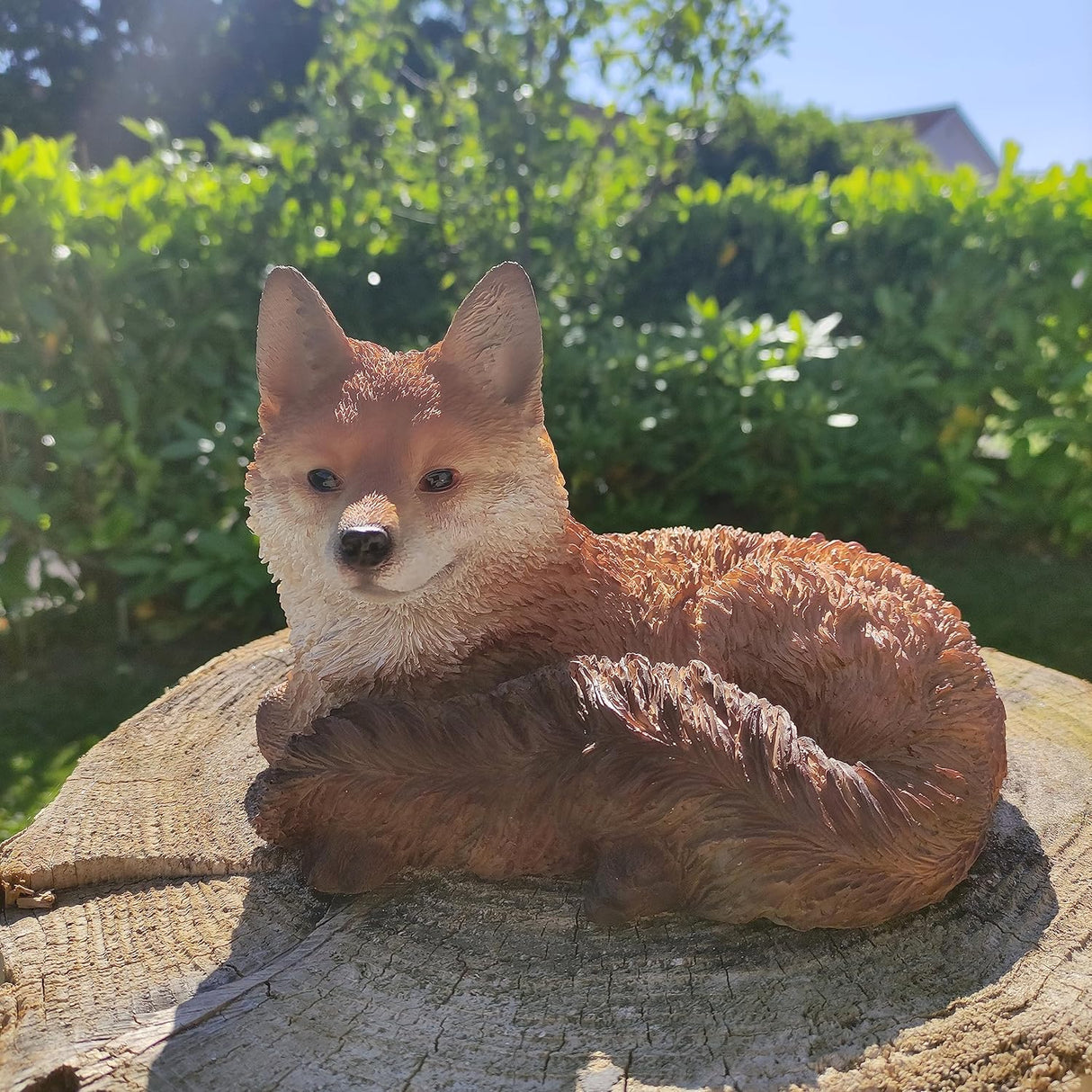 Resting Fox Cub Garden Ornament
