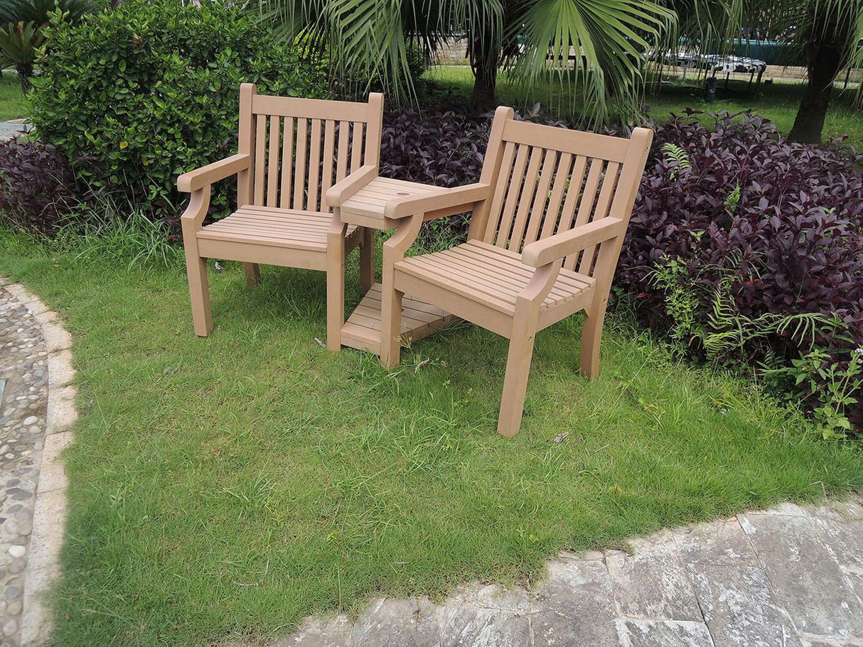 Winawood Sandwick Polymer Wood Effect Love Seat - New Teak