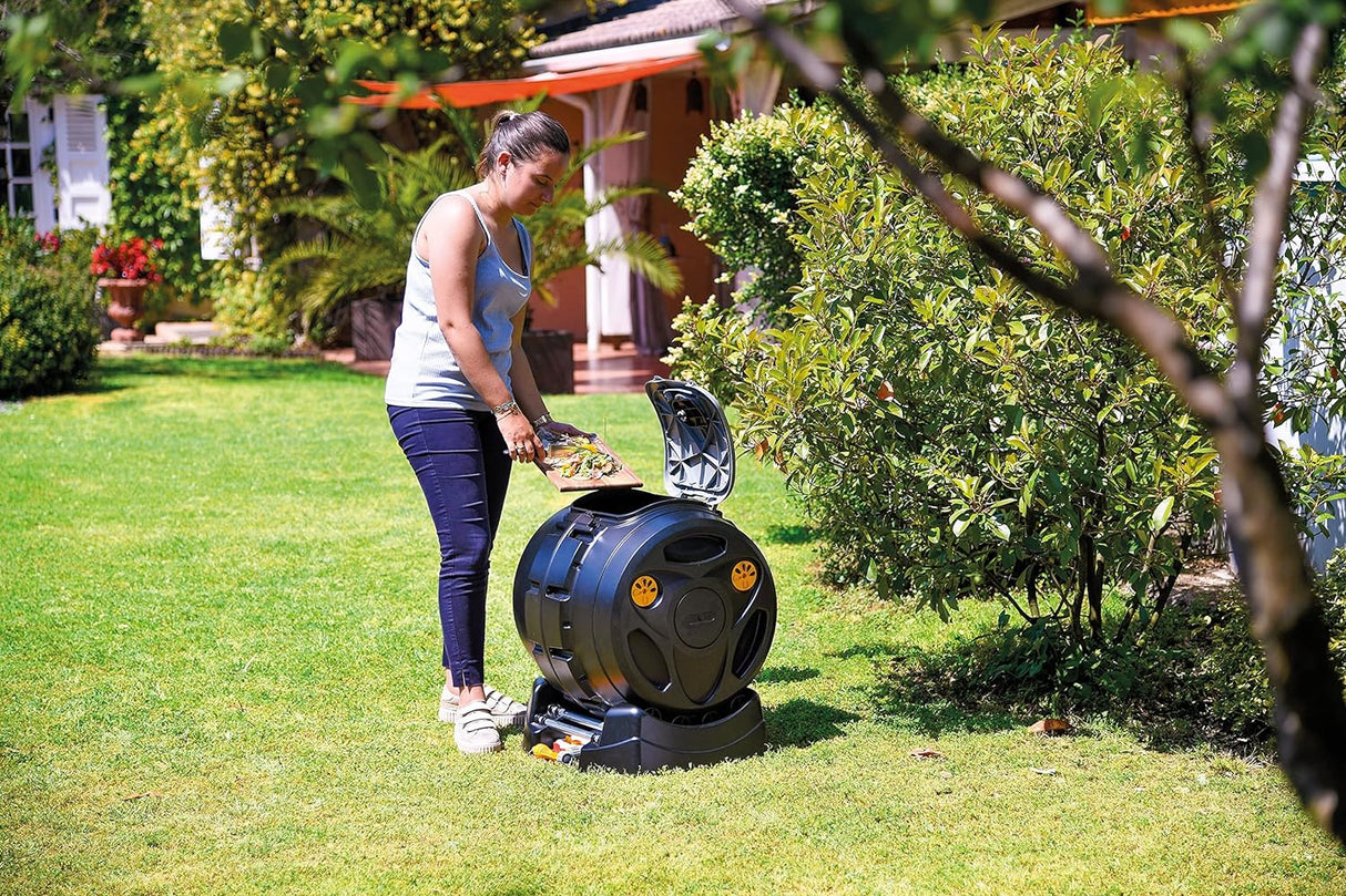 Hozelock EasyMix 2-in-1 Black Drum Composter