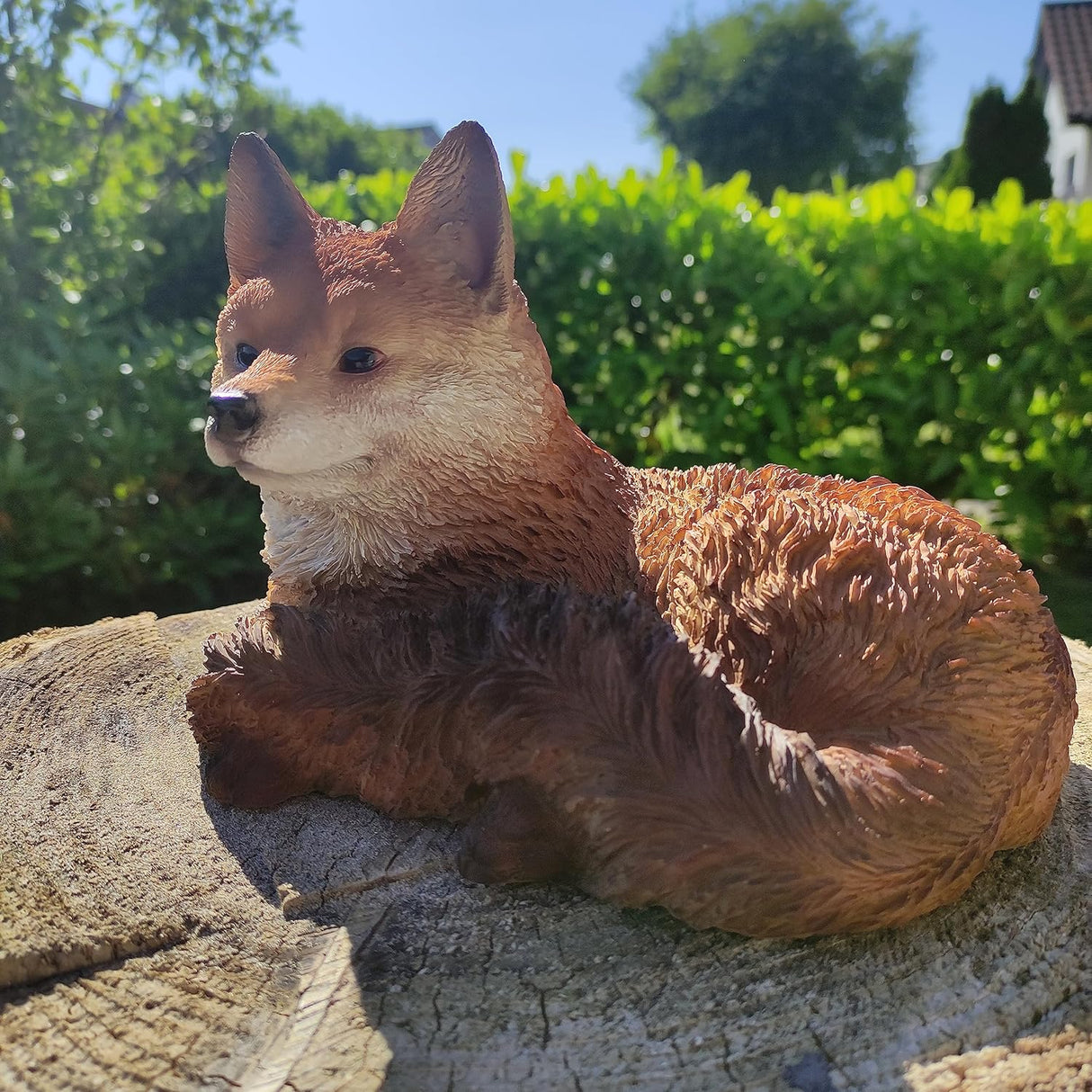 Resting Fox Cub Garden Ornament