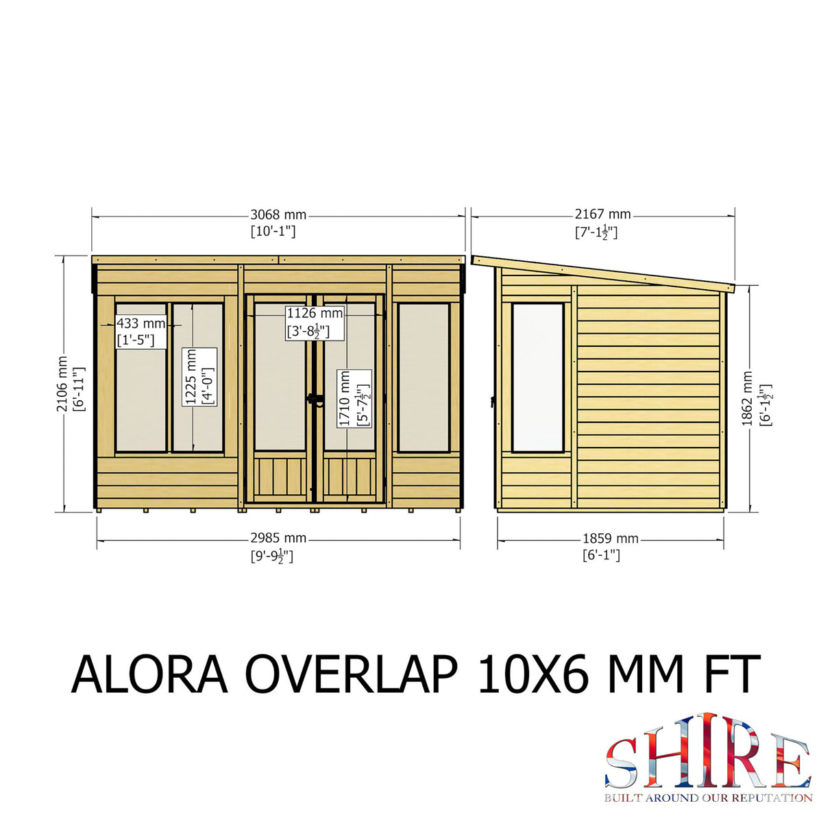 Alora 10 ft x 6 ft Pent Overlap Sumerhouse