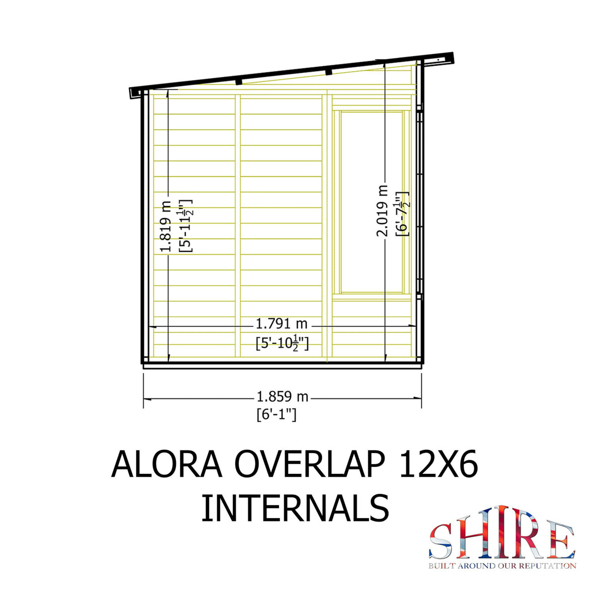 Alora 12 ft x 6 ft Pent Overlap Sumerhouse