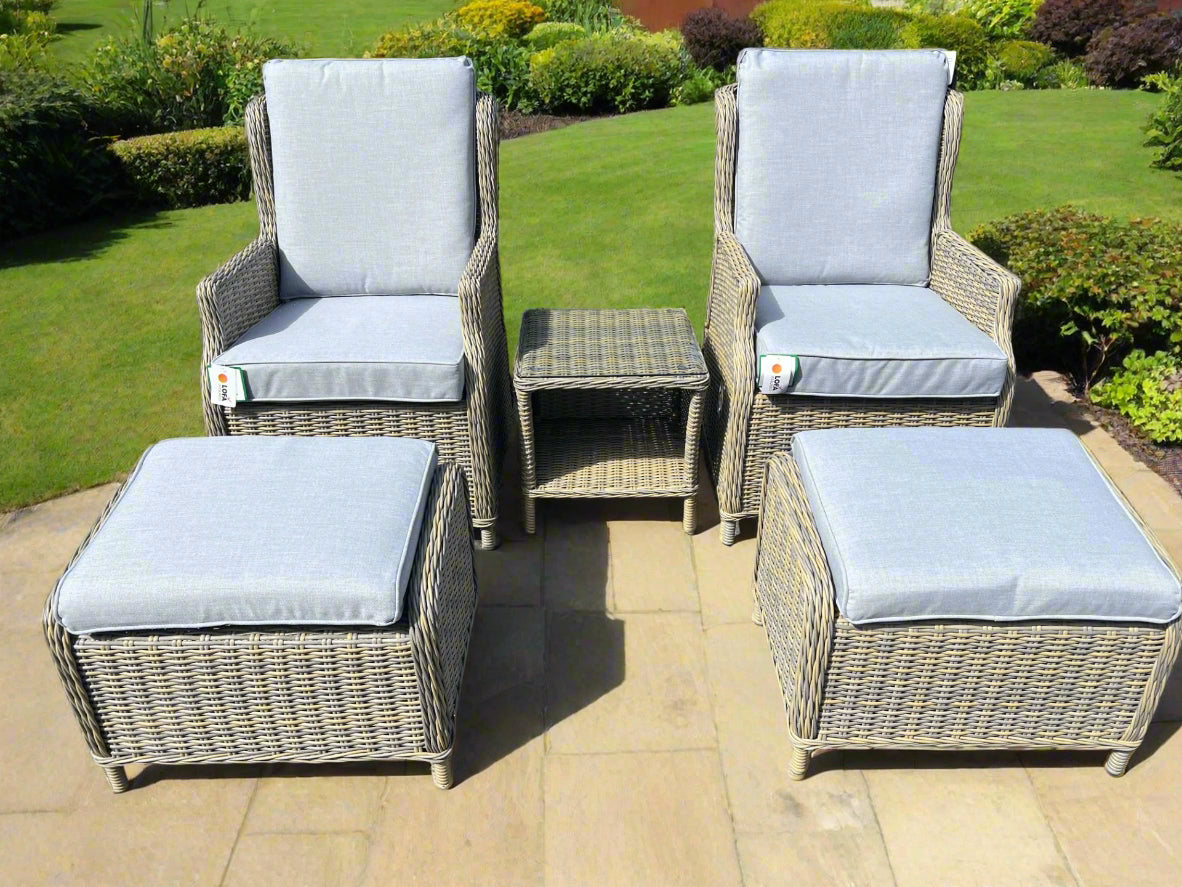 Sorrento Reclining Rattan Bistro Garden Furniture With Table