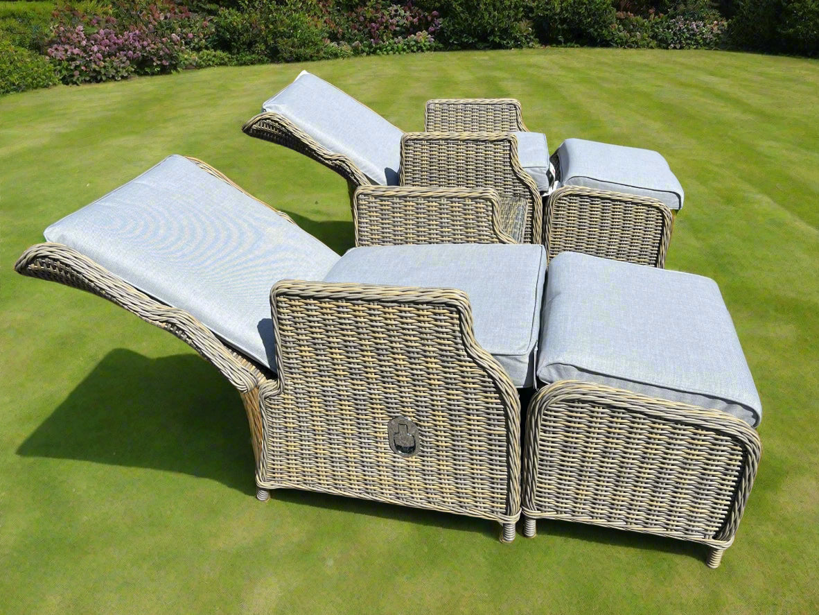 Sorrento Reclining Rattan Bistro Garden Furniture With Table