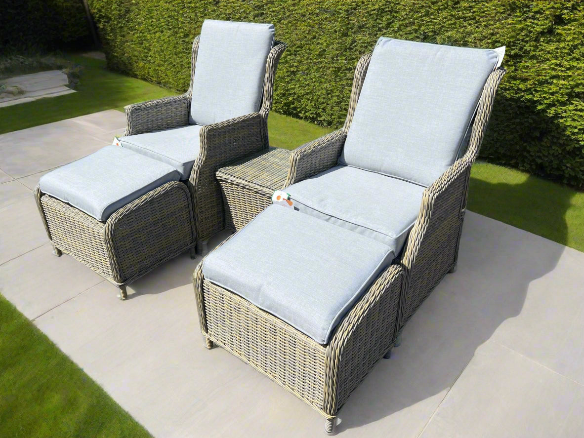 Sorrento Reclining Rattan Bistro Garden Furniture With Table