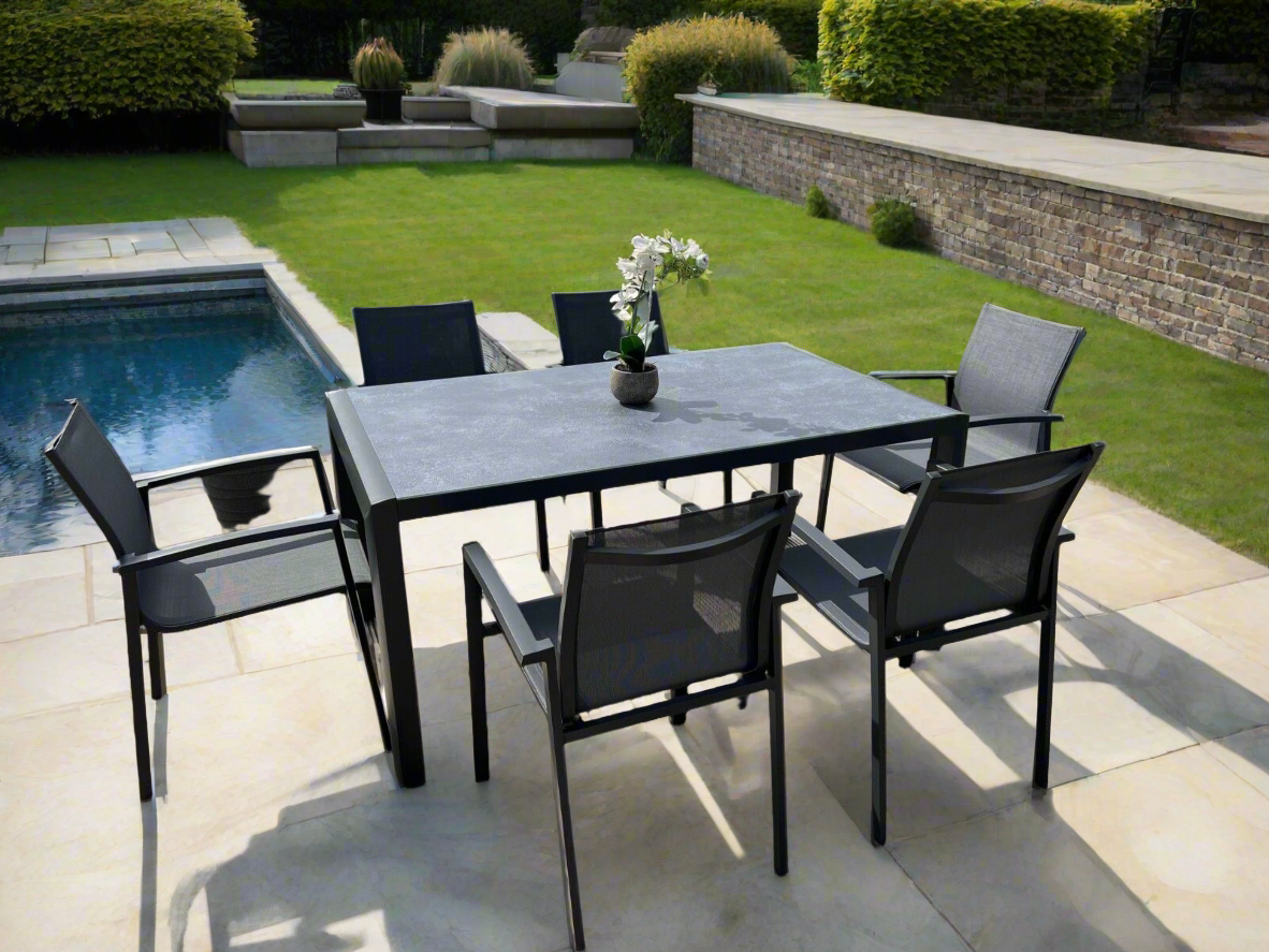 Anzio Aluminium 6 Seat Rectangular Dining Set