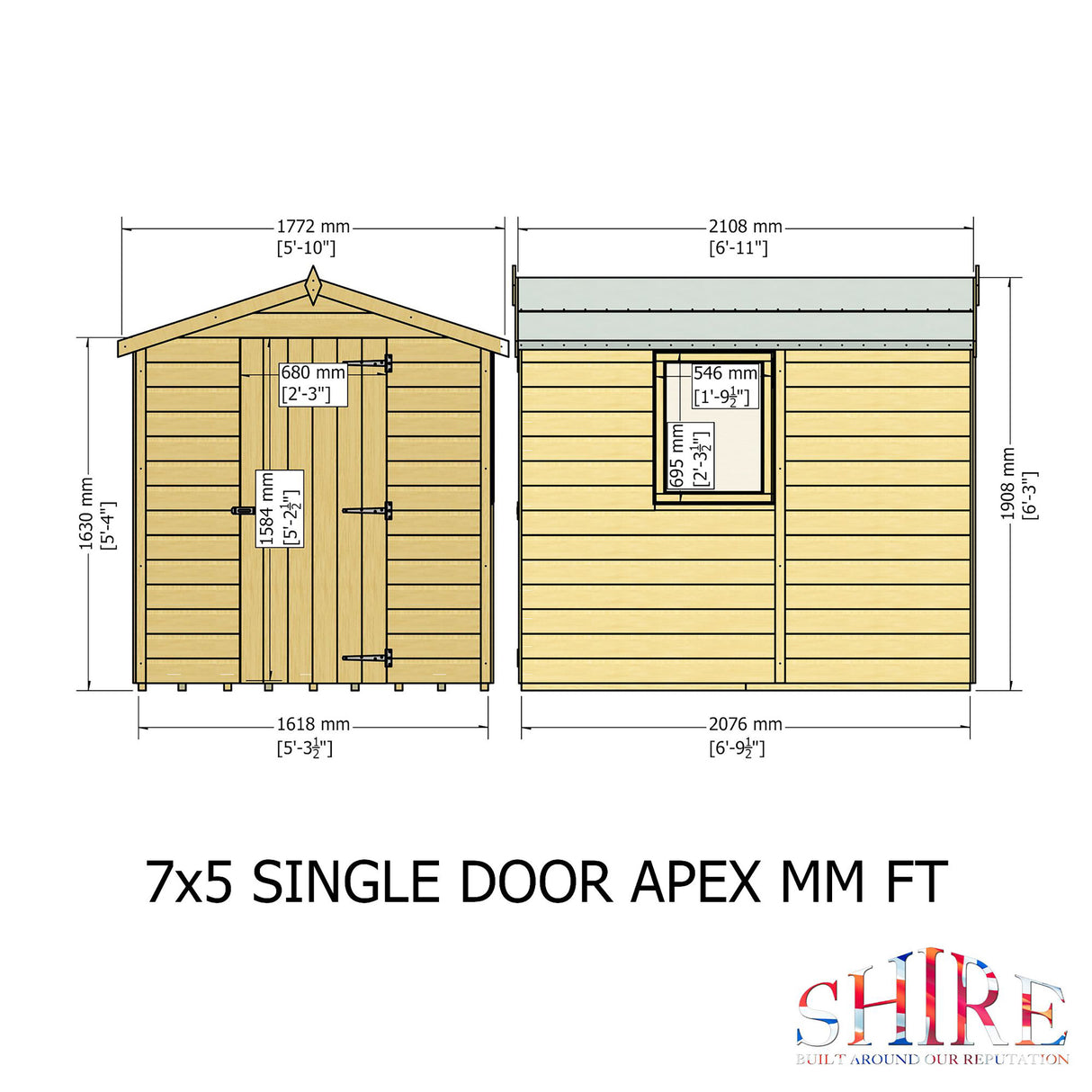 Shire Shiplap Apex Shed 7x5