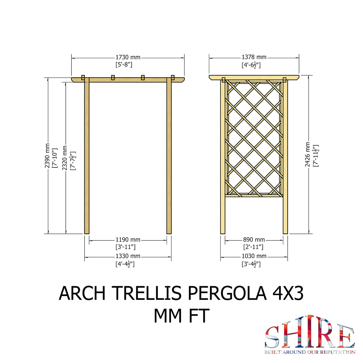 Shire 4x3 Arch Trellis Pergola