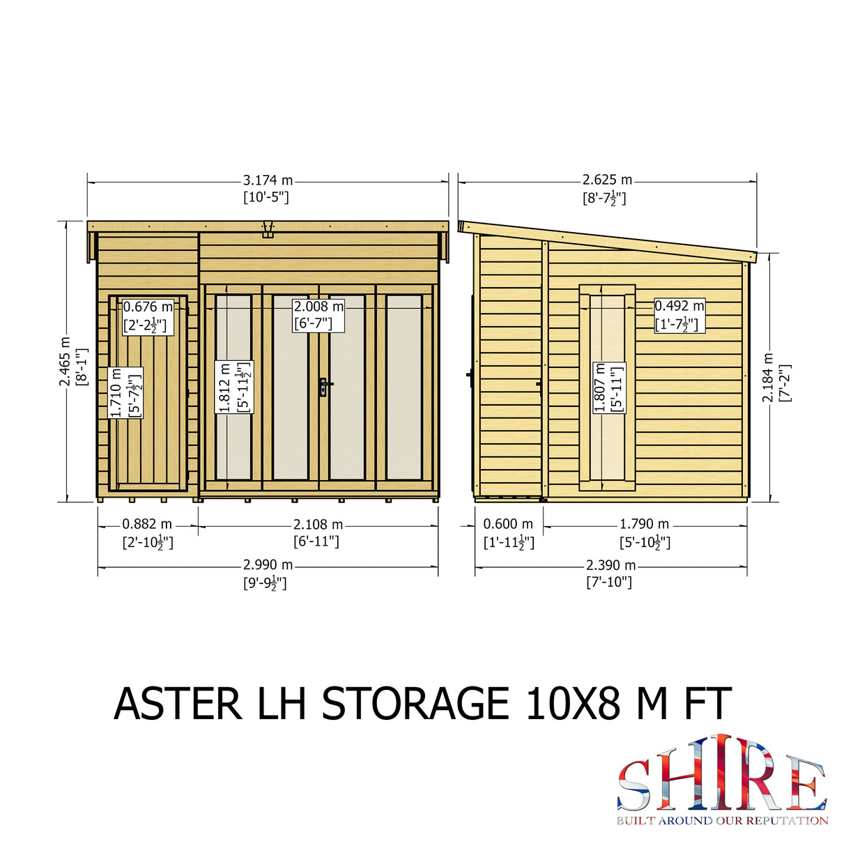 Shire Aster 10x8 Summerhouse Left Hand Store Version