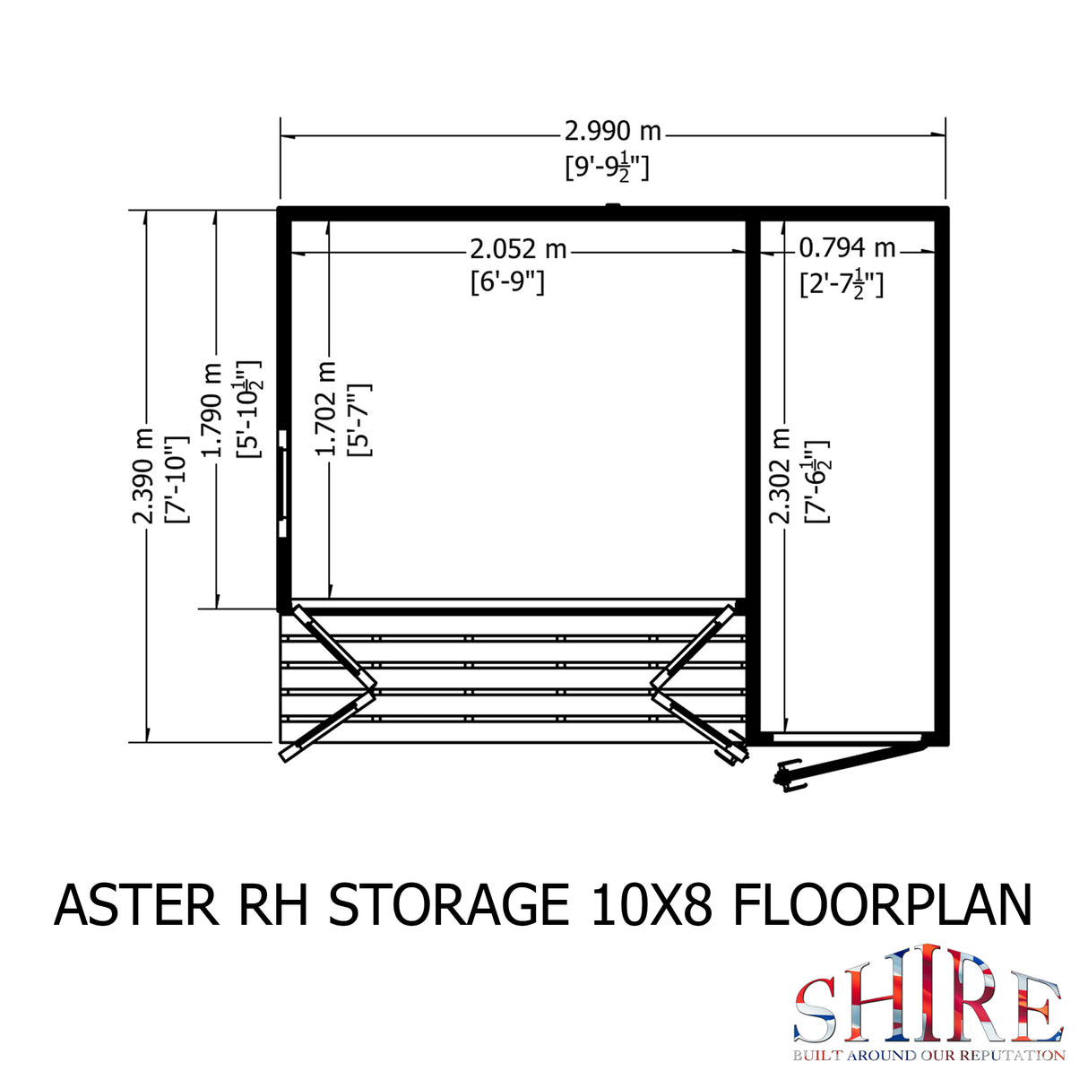 Shire Aster 10x8 Summerhouse Right Hand Store Version
