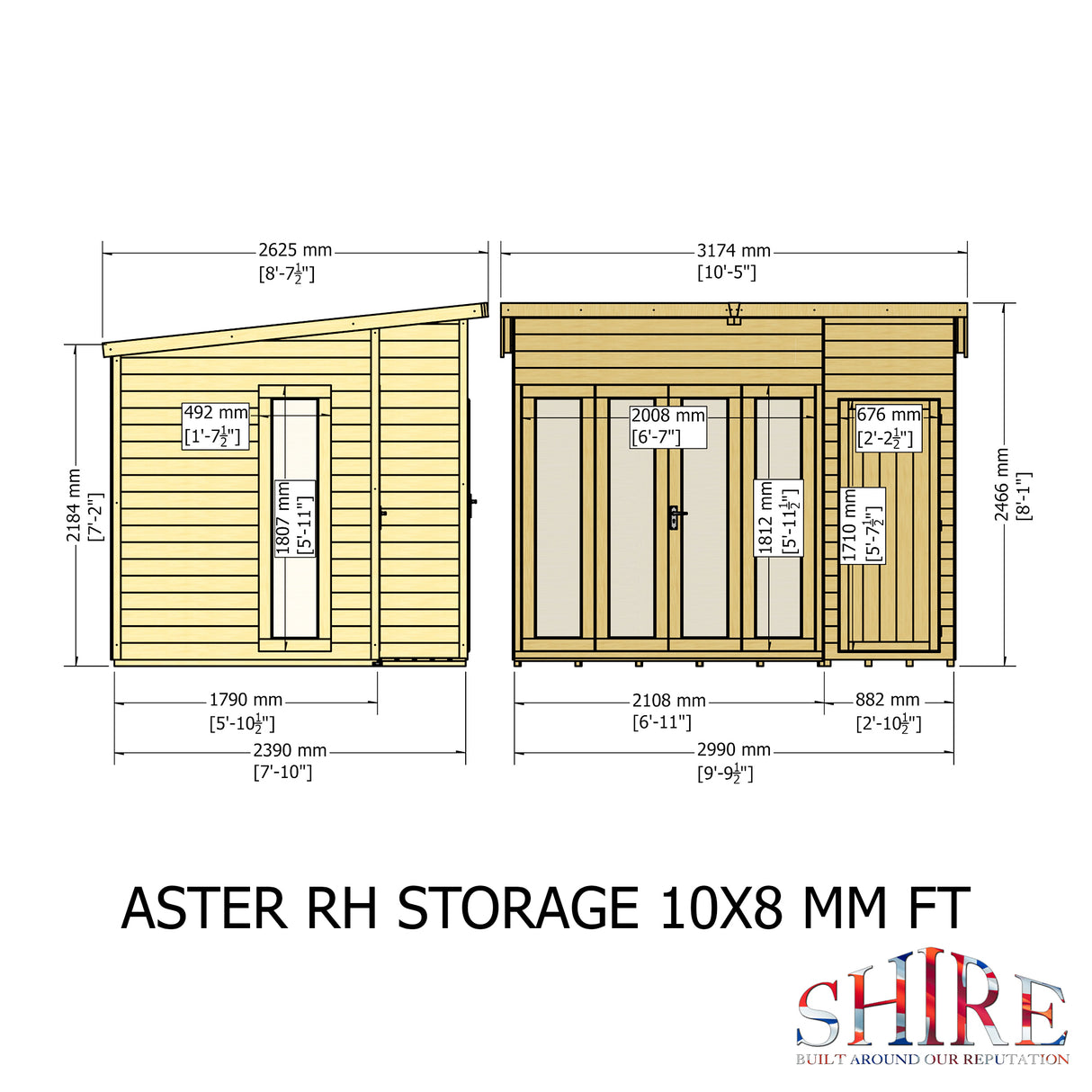 Shire Aster 10x8 Summerhouse Right Hand Store Version