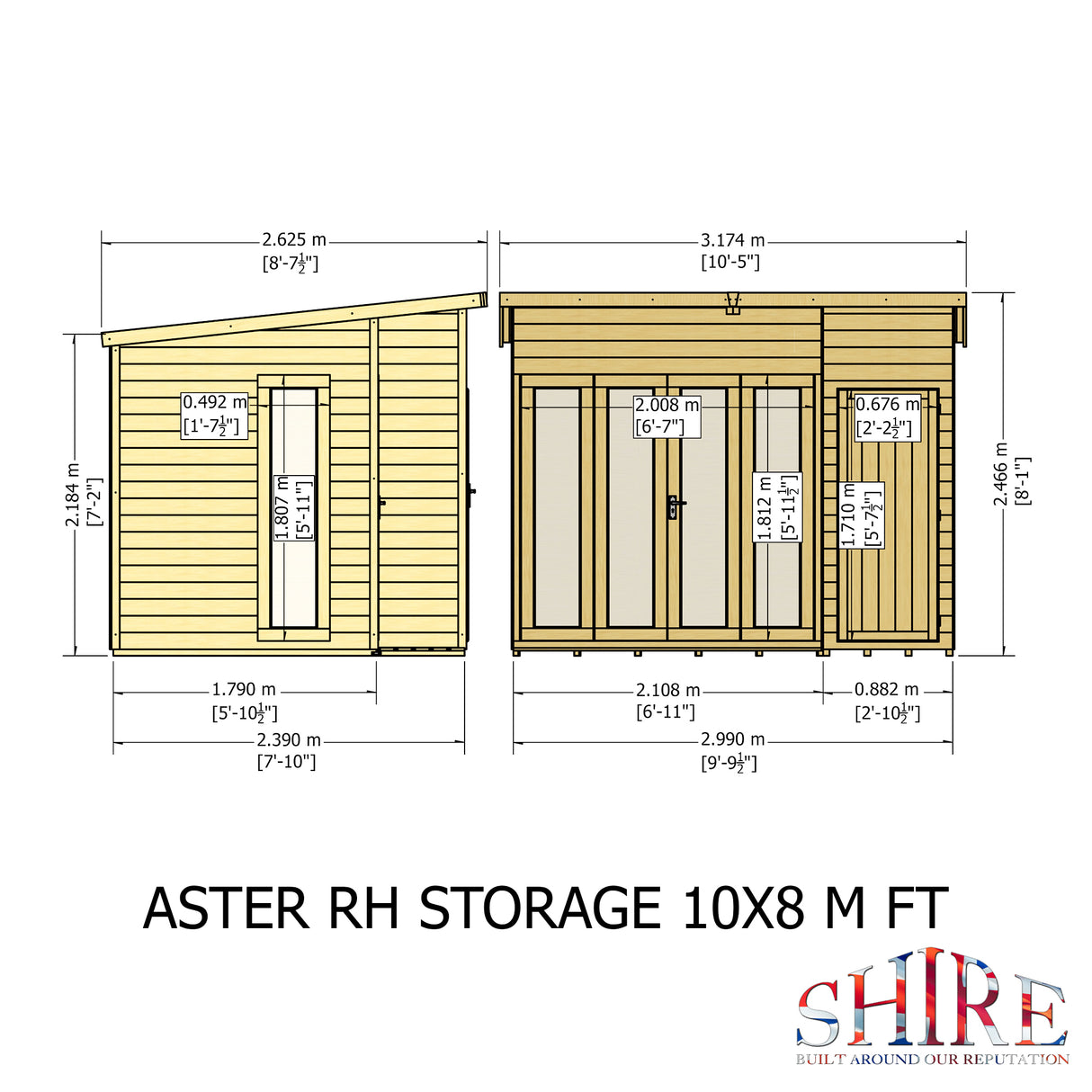 Shire Aster 10x8 Summerhouse Right Hand Store Version