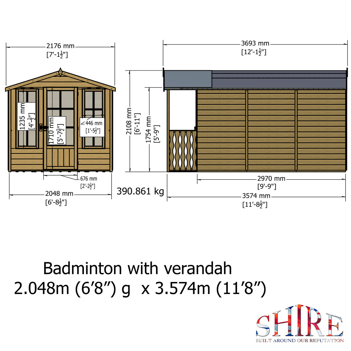 Shire Badminton 7x10 Summerhouse with Verandah