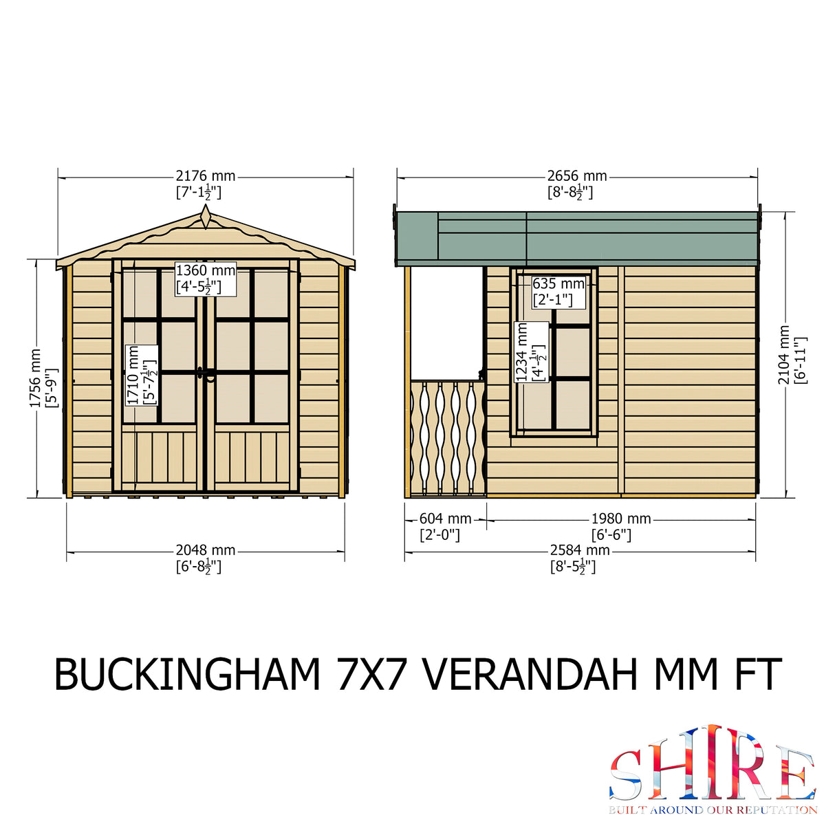 Shire Buckingham 7x7 Summerhouse with Verandah