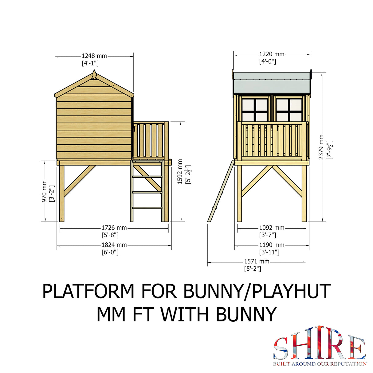 Shire Bunny + Platfom 6x4 Playhouse