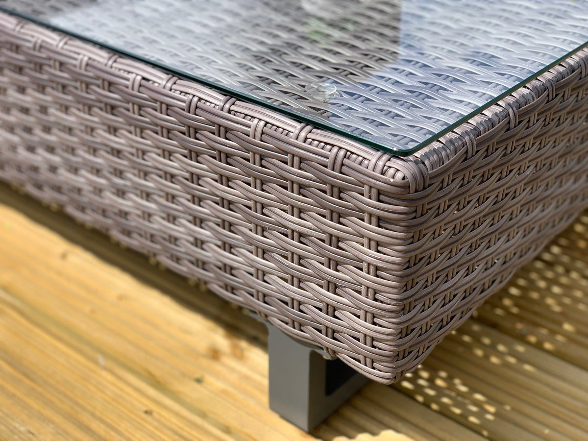 Bahama Corner Sofa Sun Lounger Rattan Set - Grey