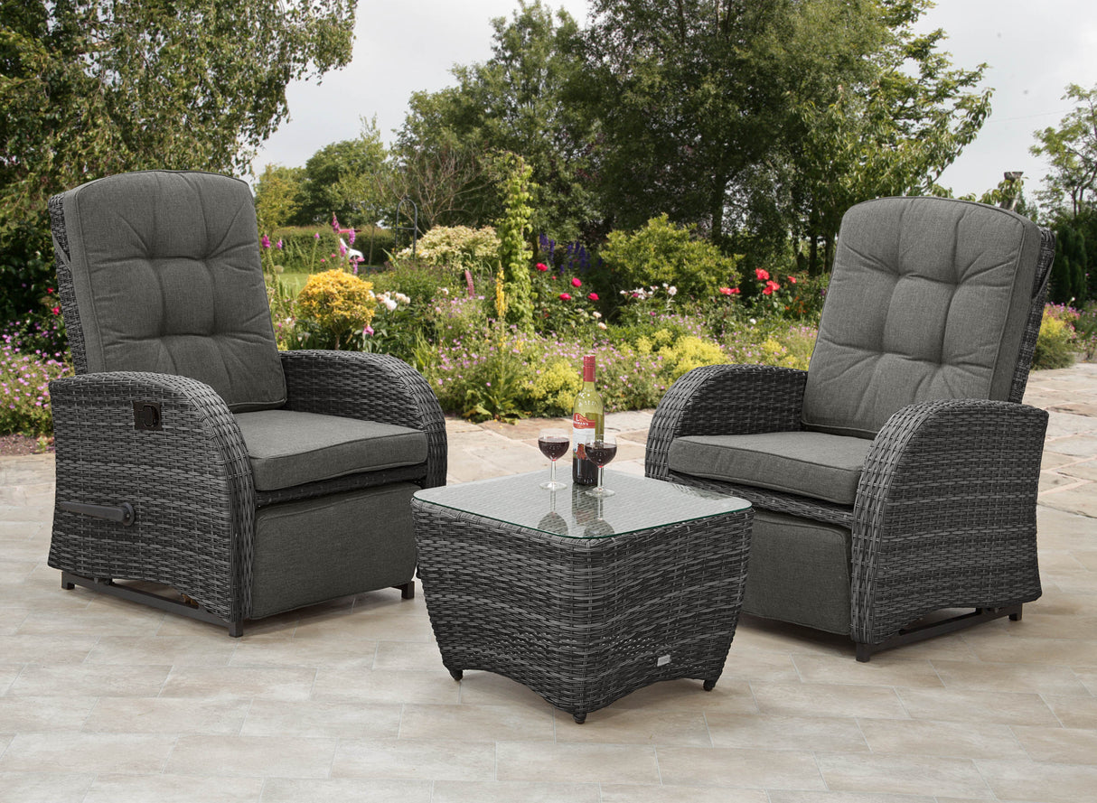 Bellevue Rattan Rocking Garden Chair Set - Charcoal