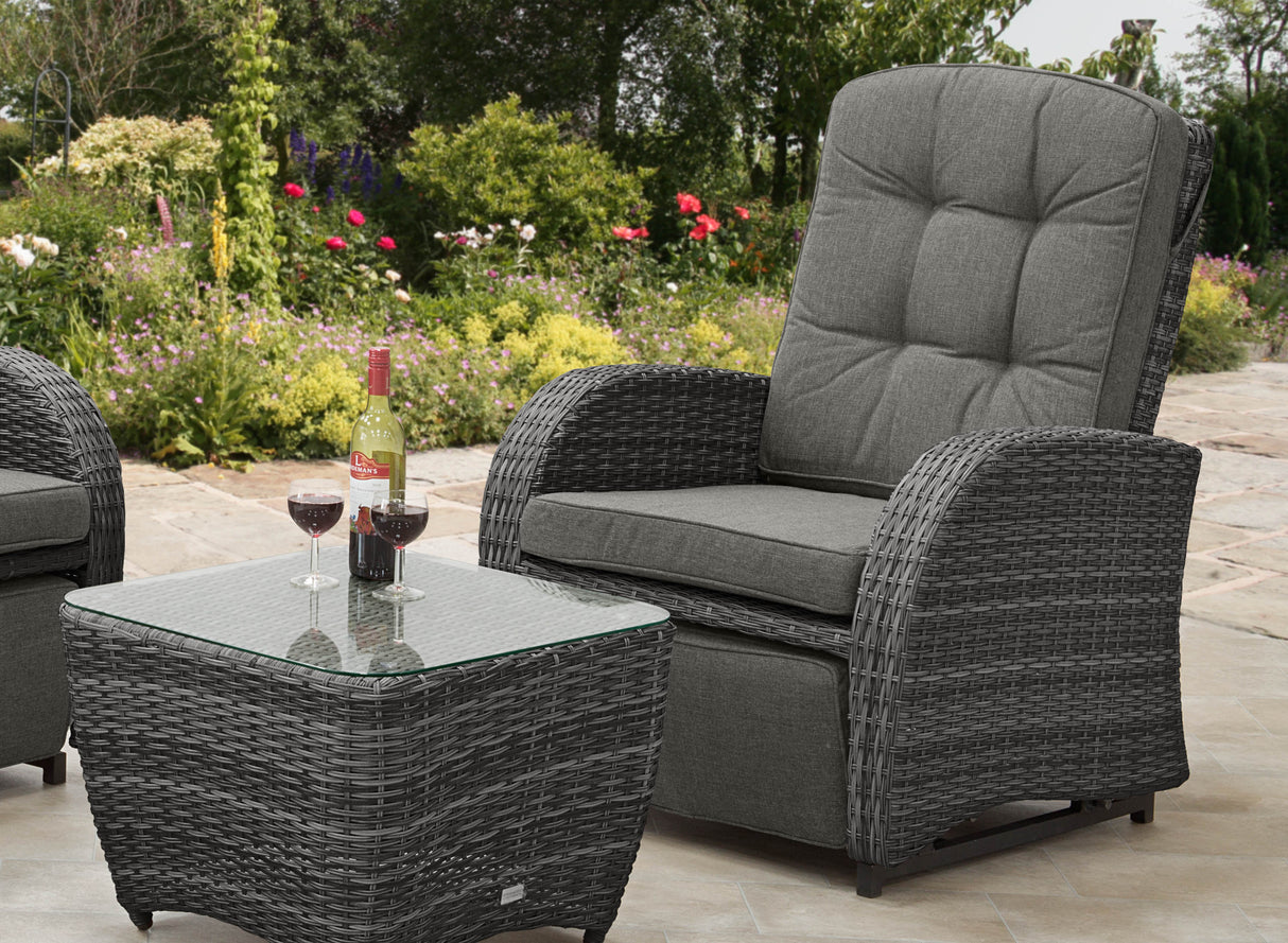 Bellevue Rattan Rocking Garden Chair Set - Charcoal