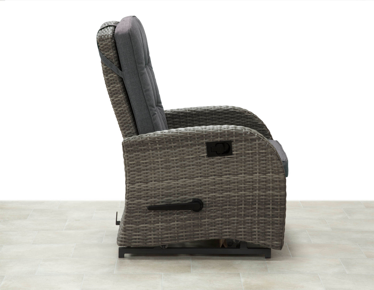 Bellevue Rattan Rocking Garden Chair Set - Charcoal