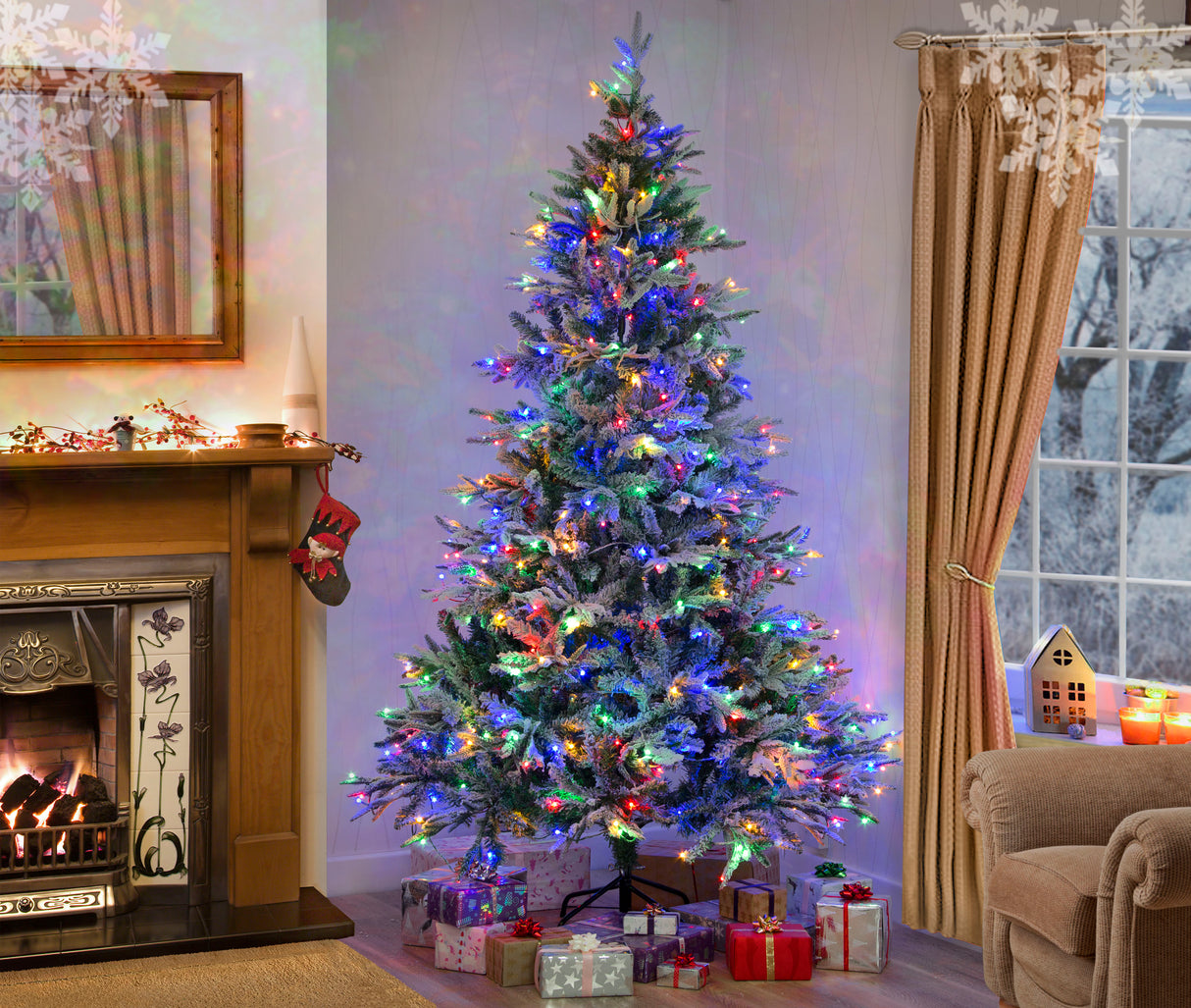 Lapland Fir Pre- Lit Christmas Tree 5ft/150cm - Multicoloured LEDs
