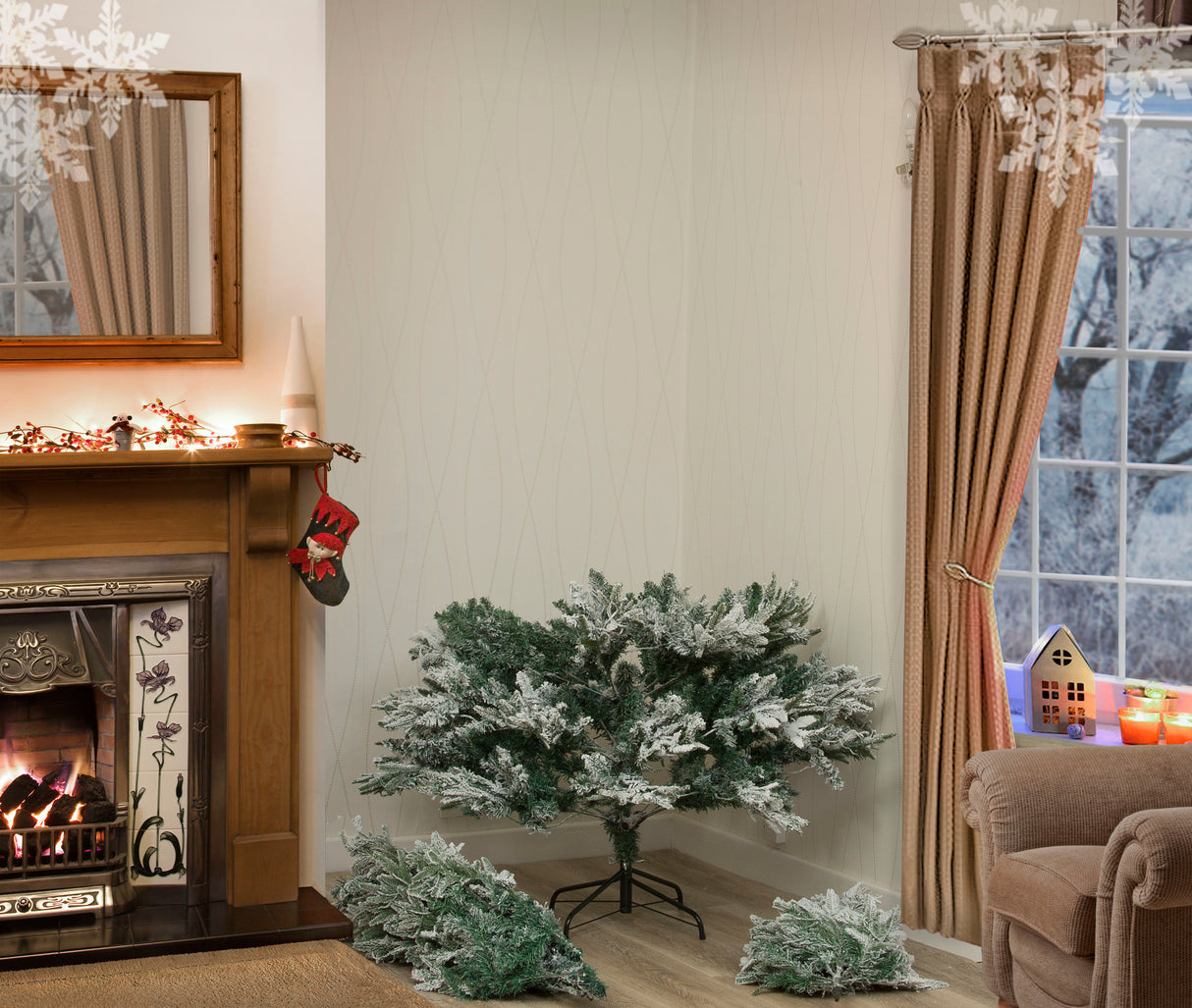 Lapland Fir Pre- Lit Christmas Tree 5ft/150cm - Multicoloured LEDs