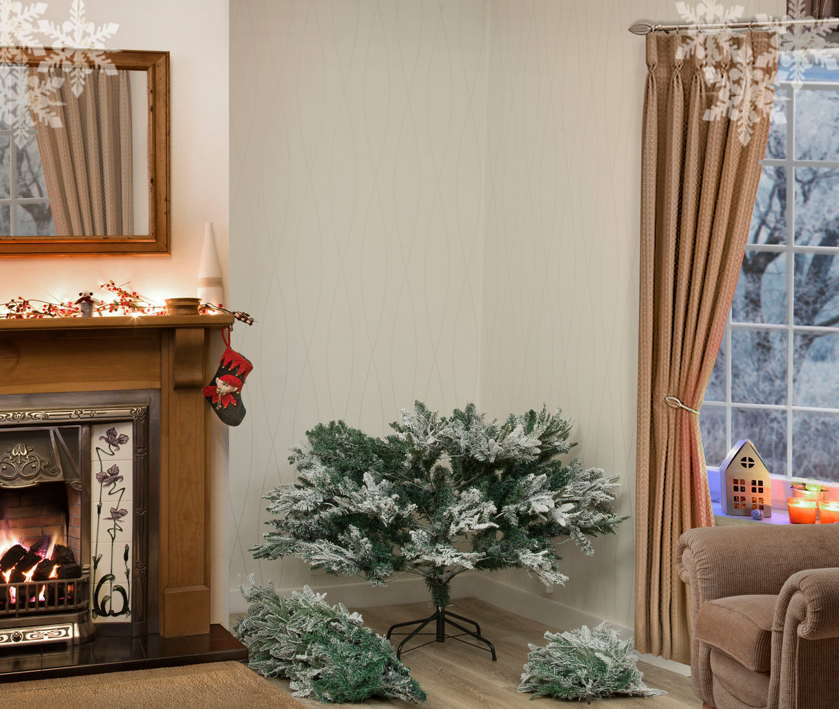 Lapland Fir Pre- Lit Christmas Tree 6ft/180cm - Warm White LEDs