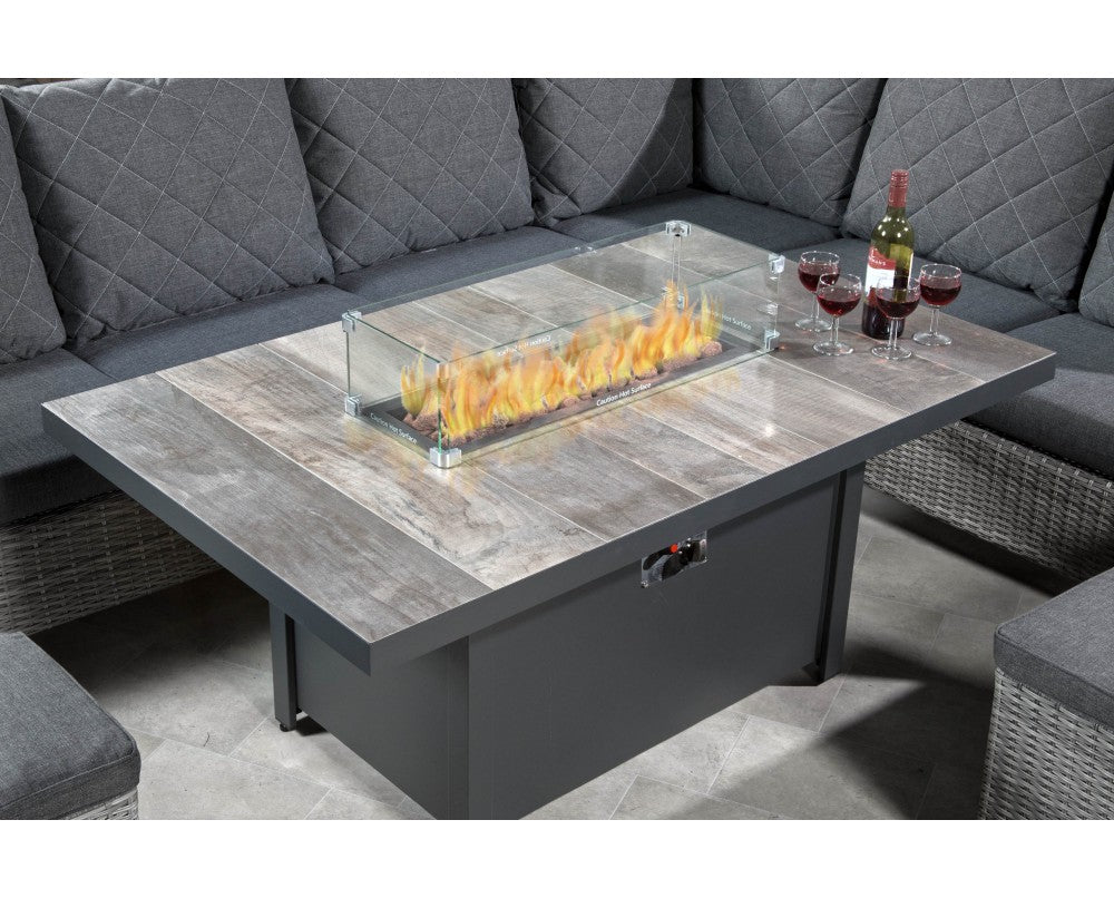 Camilla Corner Dining Set with Fire Pit table