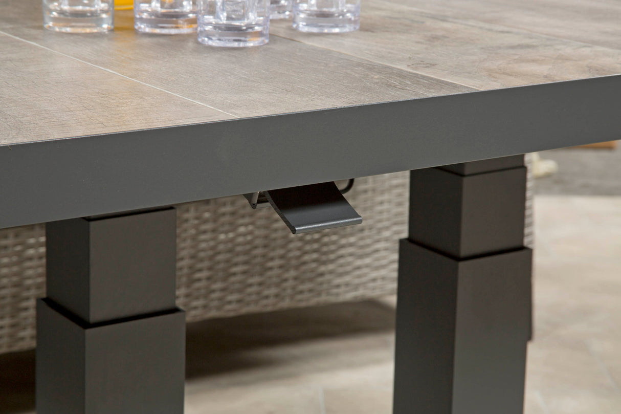 Camilla Rattan Reclining Lounge Set with Height Adjustable Table