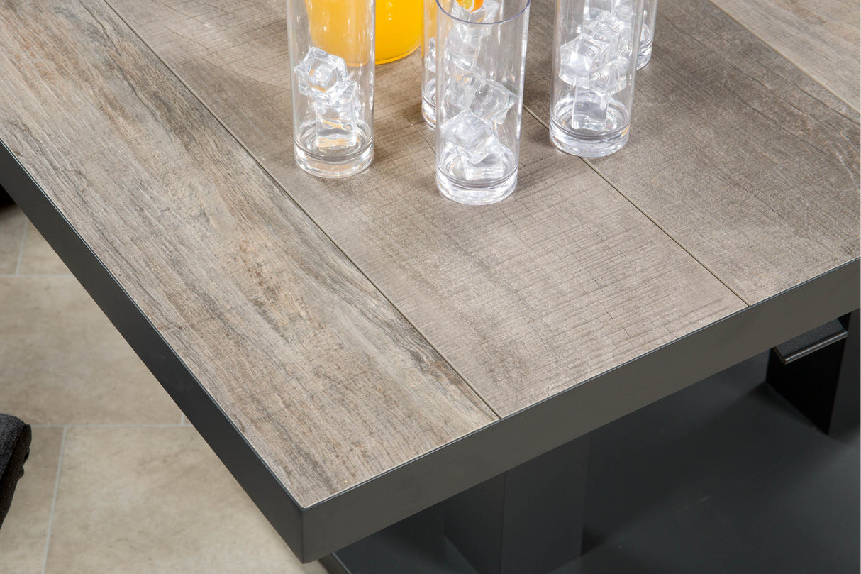 Camilla Rattan Reclining Lounge Set with Height Adjustable Table