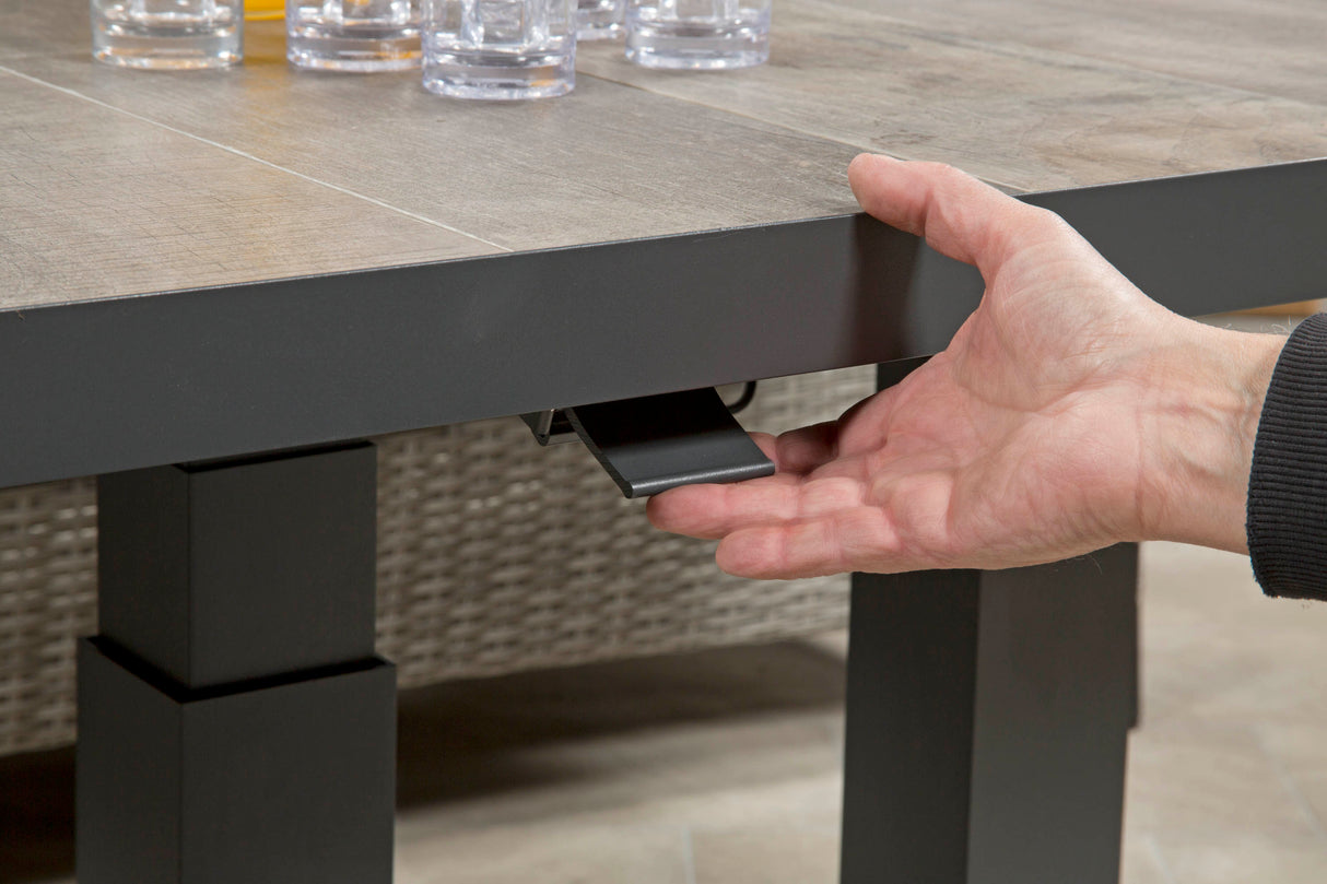 Camilla Rattan Reclining Lounge Set with Height Adjustable Table