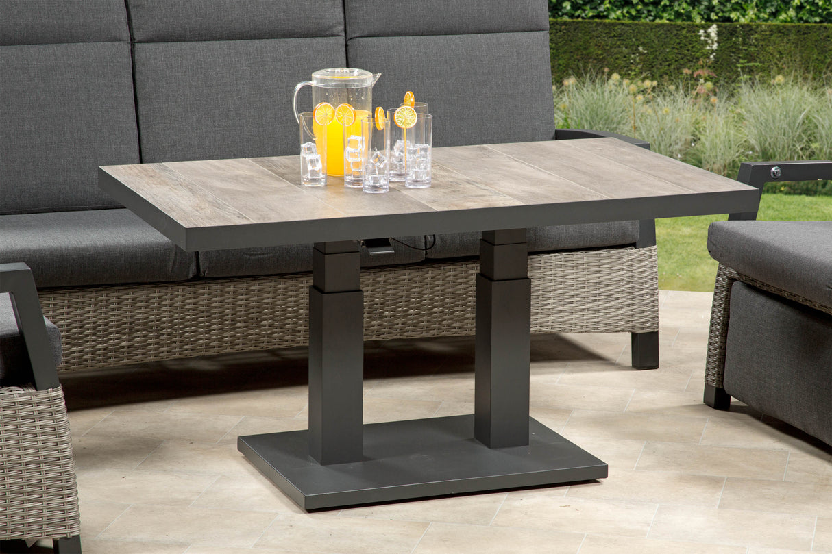 Camilla Rattan Reclining Lounge Set with Height Adjustable Table