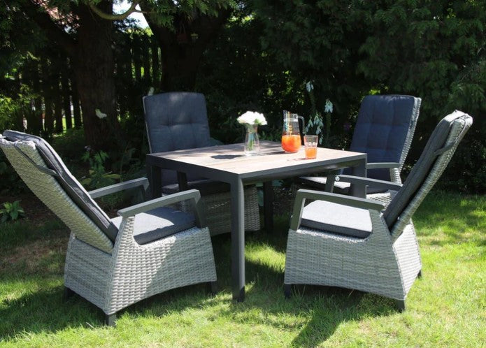 Camilla Rattan Reclining 4 Seat Dining Set