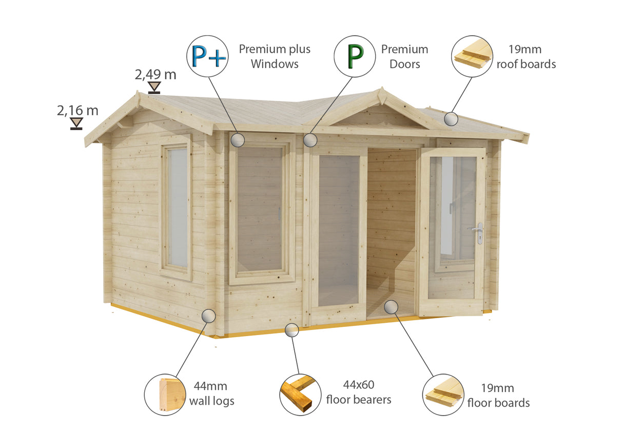 Shire Clockhouse 10x12 44mm Log Cabin