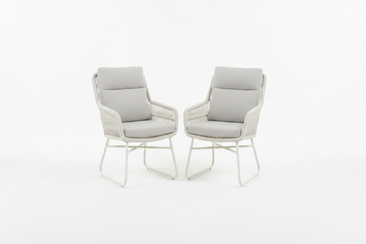 Coast Pair of Beige Rope Chairs with Cushions - Aluminium Frame