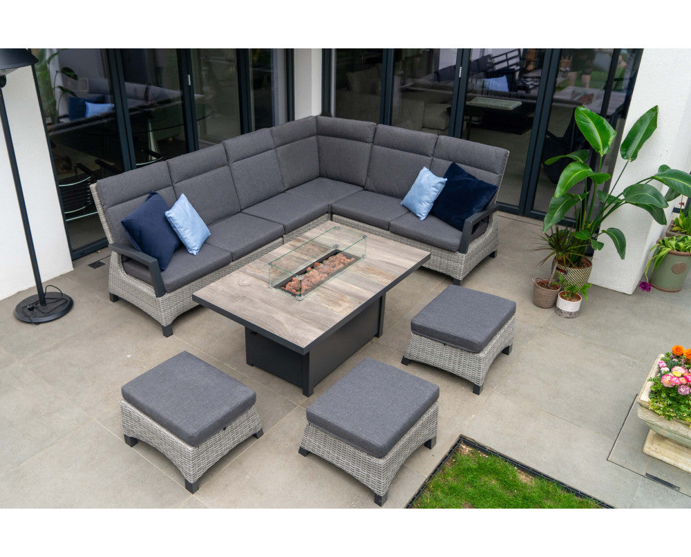 Camilla Corner Dining Set with Fire Pit table