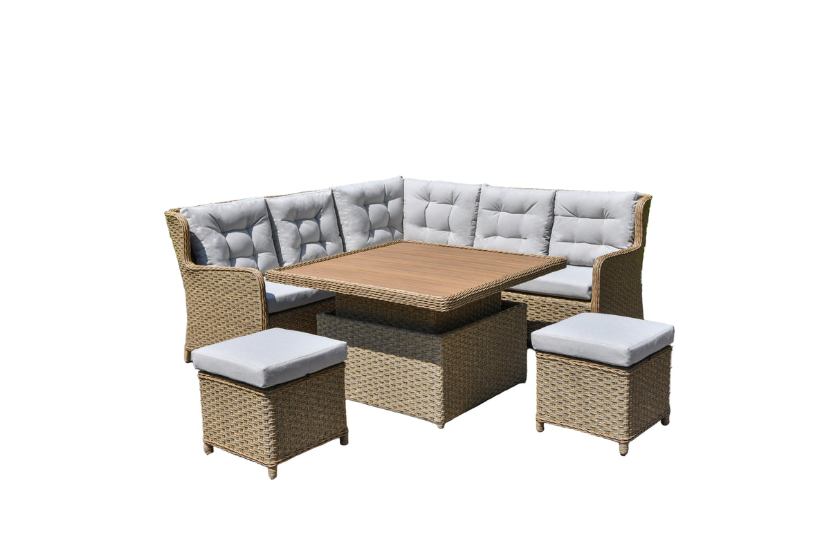 Heritage Corner Dining Lounge Set With Raise Table & Lower Table