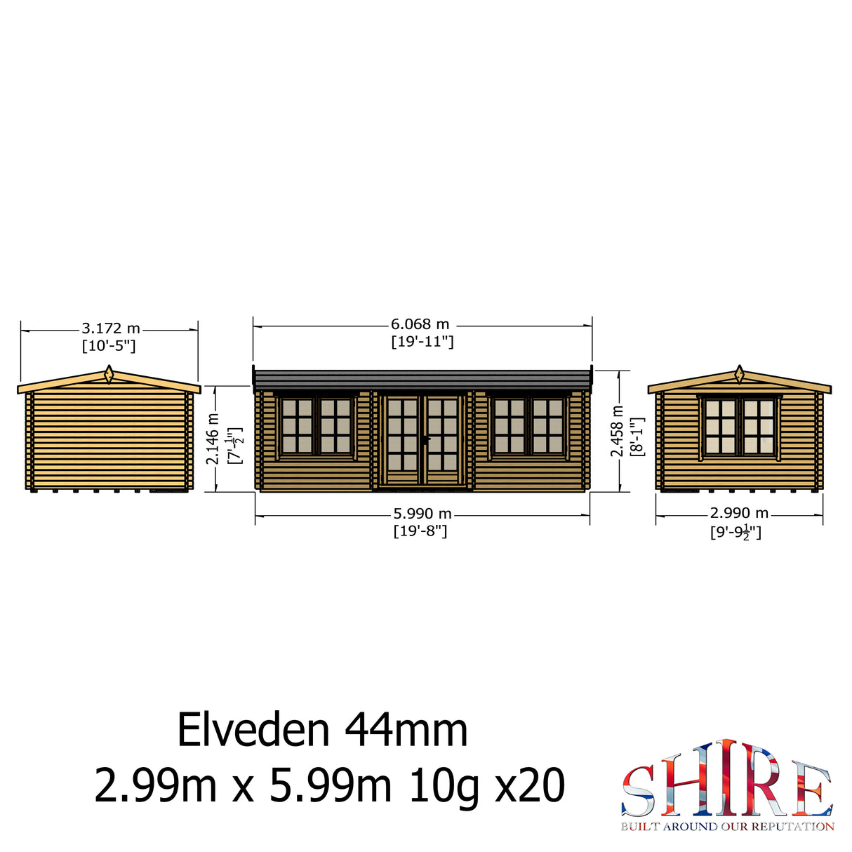 Shire Elveden 10x20 44mm Log Cabin