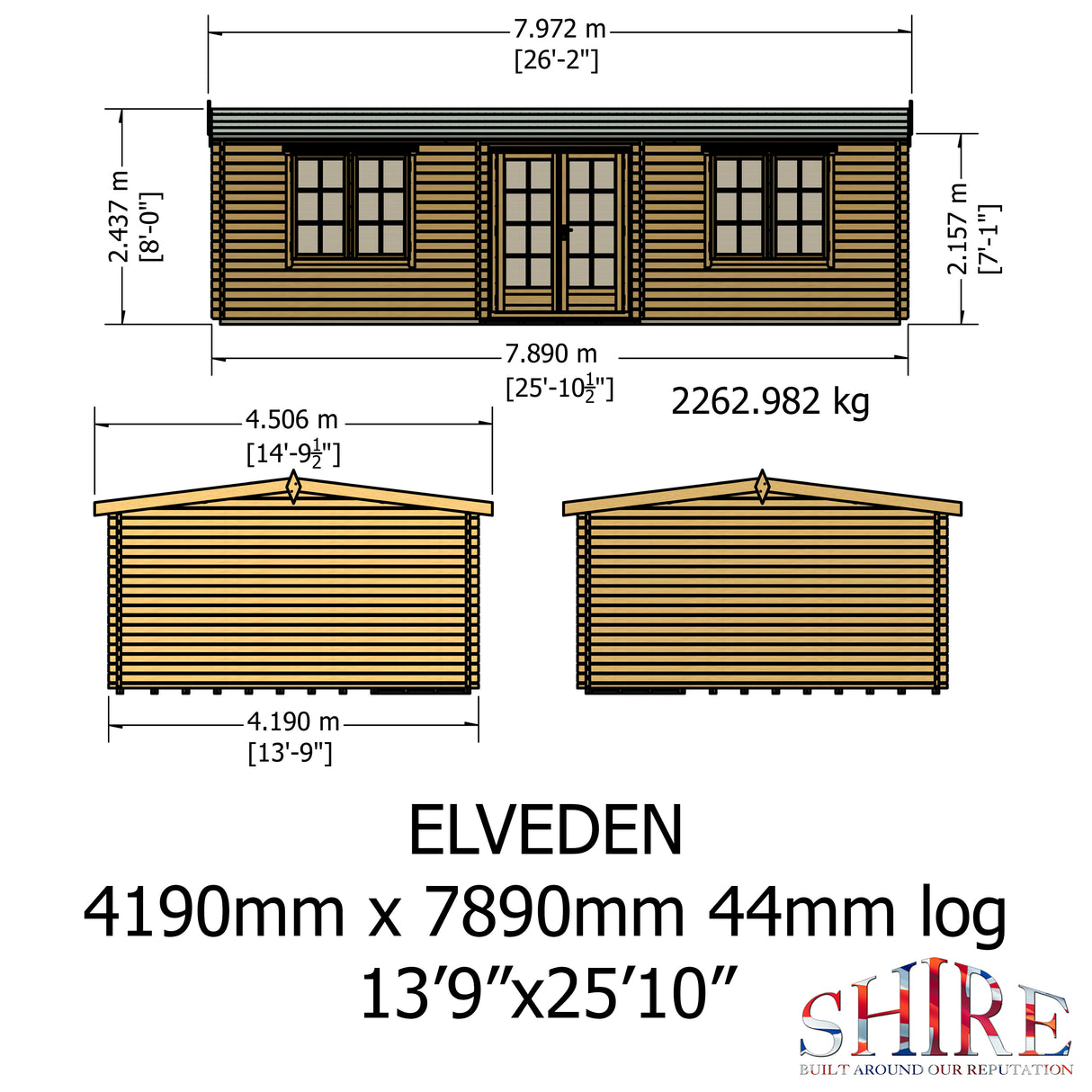Shire Elveden 14x26 44mm Log Cabin