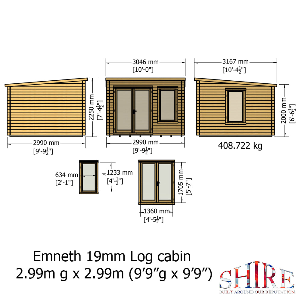 Shire Emmeth 10x10 Log Cabin