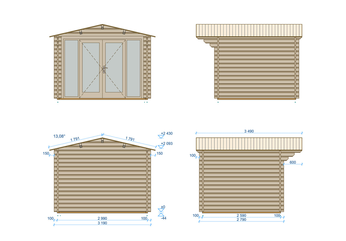Shire Faversham 10x10 44mm Log Cabin