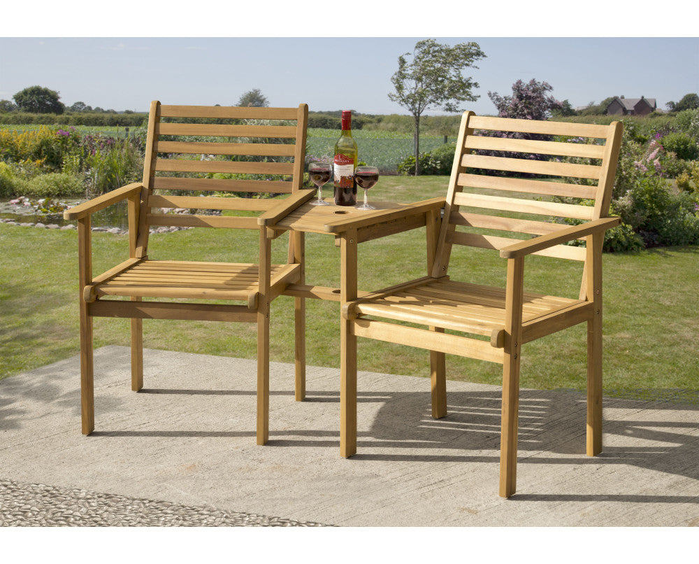 Florence Acacia Hardwood 2 Seater Companion Bench