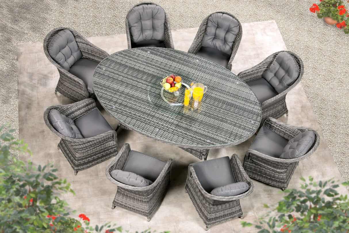 Florida 8 Seat Oval Dining Set with Lazy Susan