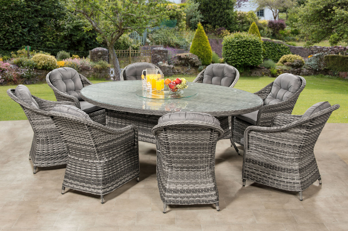 Florida 8 Seat Oval Dining Set with Lazy Susan