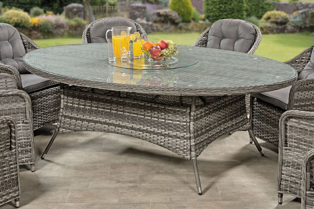 Florida 8 Seat Oval Dining Set with Lazy Susan