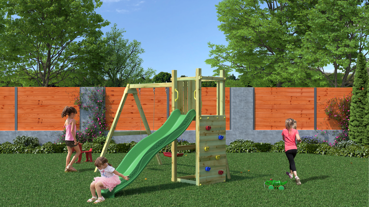 Shire Rumble Ridge Rock Wall Climbing Frame with Double Swing
