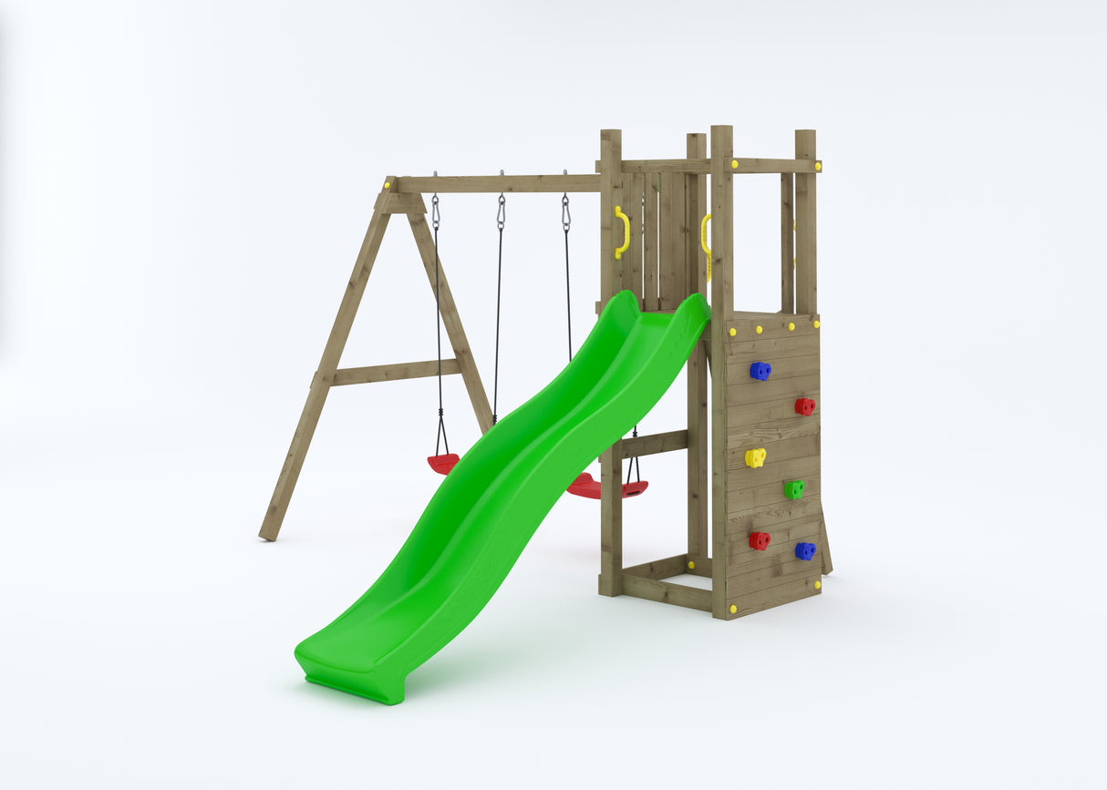 Shire Rumble Ridge Rock Wall Climbing Frame with Double Swing