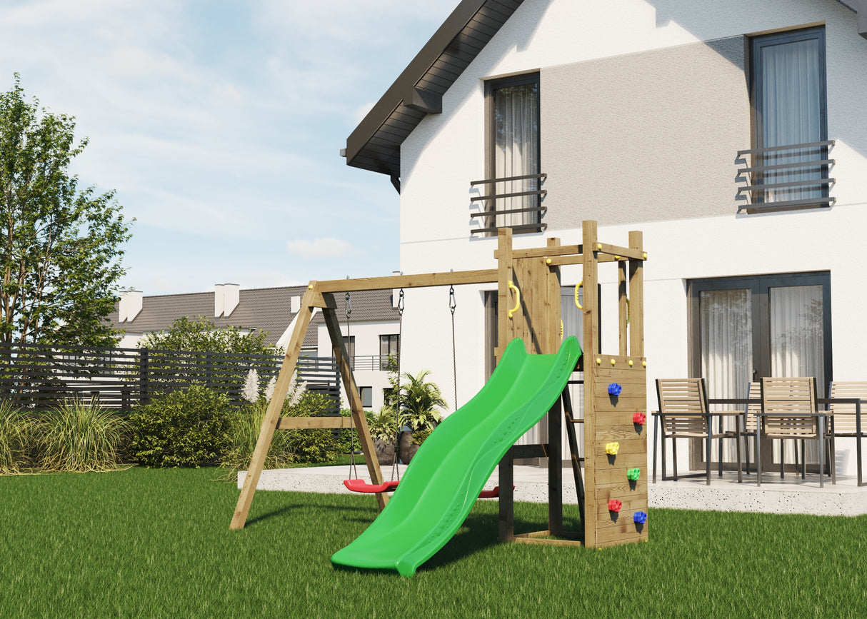Shire Rumble Ridge Rock Wall Climbing Frame with Double Swing