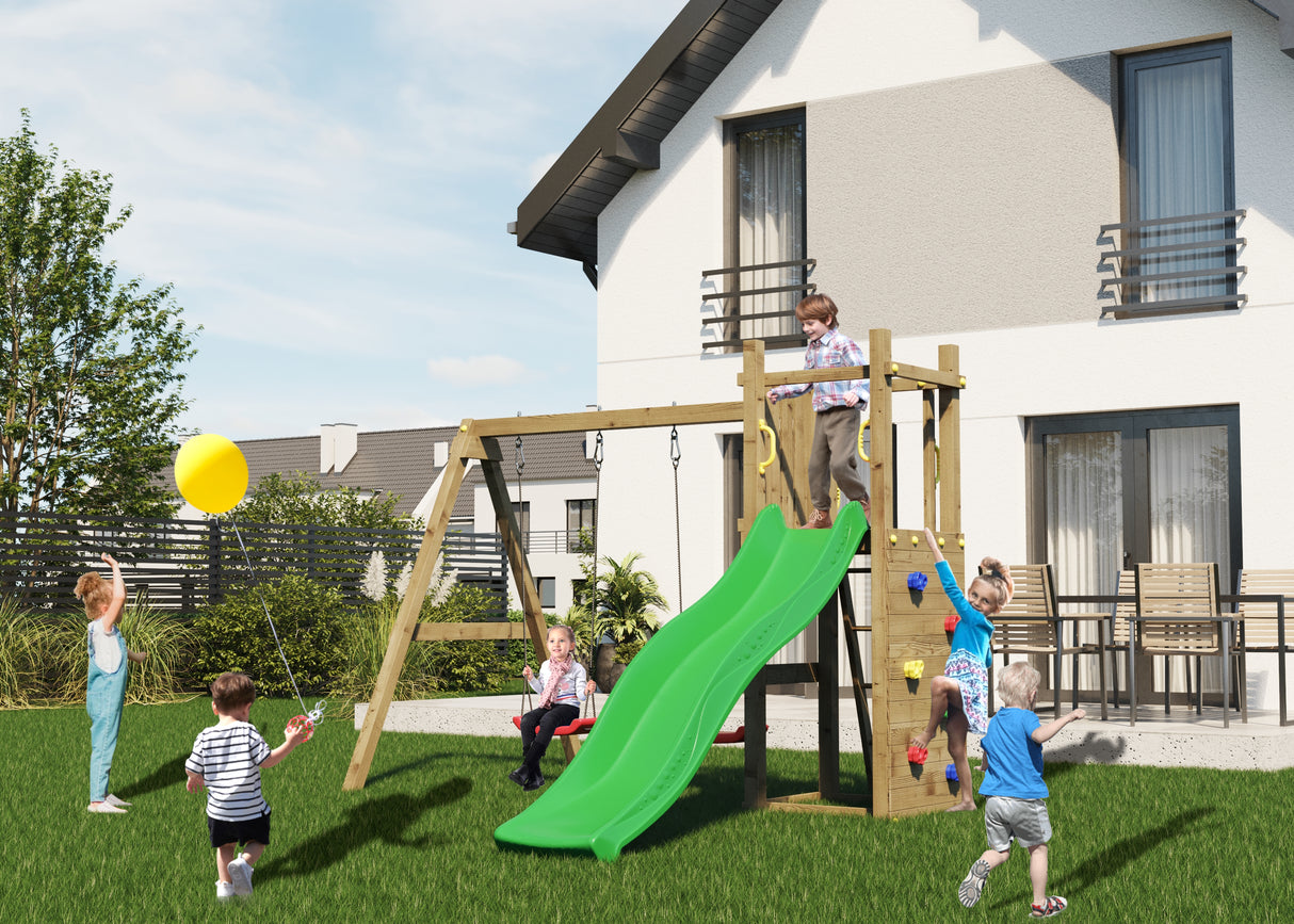 Shire Rumble Ridge Rock Wall Climbing Frame with Double Swing