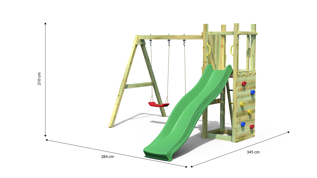 Shire Rumble Ridge Rock Wall Climbing Frame with Double Swing