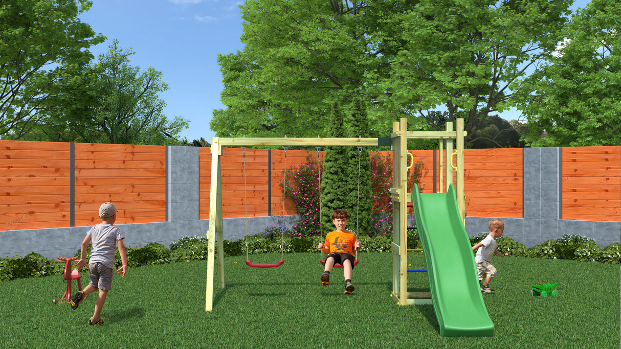 Shire Rumble Ridge Rock Wall Climbing Frame with Double Swing